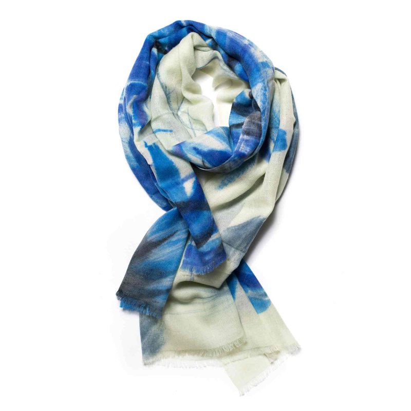 Galway Crystal Merino Scarf 65cm x 180cm Atlantic Blue