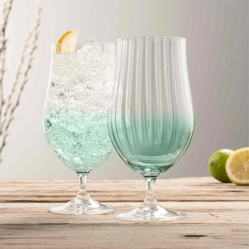Galway Crystal Erne Craft Beer/Cocktail Glasses Aqua (Set Of 2) Meubles
