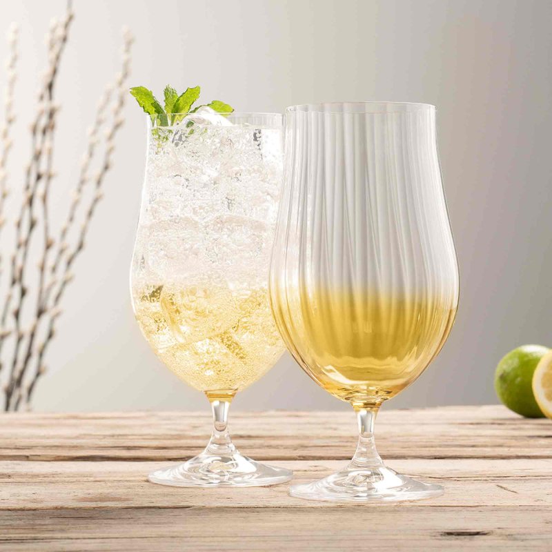 Galway Crystal Erne Craft Beer/Cocktail Glasses Amber (Set Of 2) Meubles