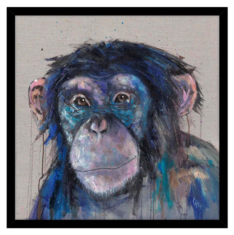 Artko Cheeky Monkey 74cm x 74cm Picture By Louise Luton Black Frame