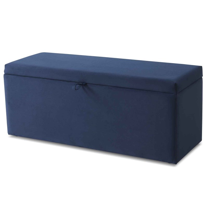 Billie Storage Ottoman Fabric Blue Front