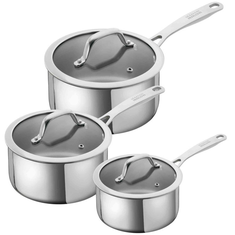 Kuhn Rikon Allround 3 Piece Saucepan Set Stainless Steel