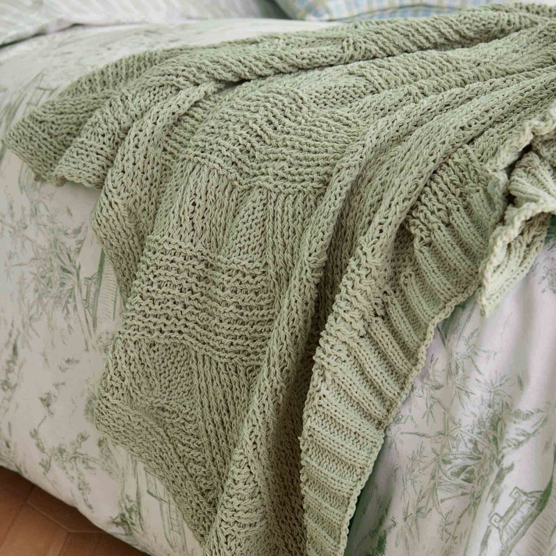 Fable Emeline Knitted Throw 130cm x 150cm Green