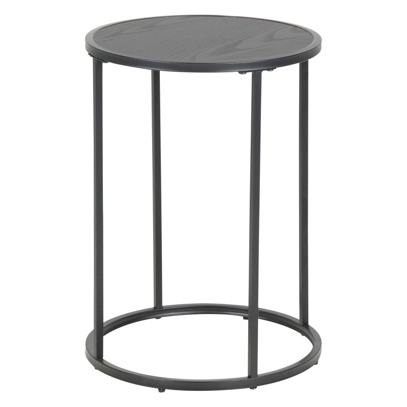 Seaford Round Side/Lamp Table Black Ash
