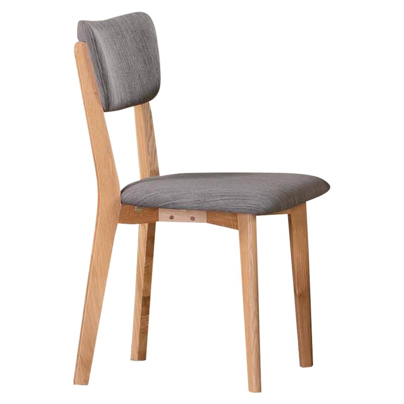 Jenson Dining Chair Light Oak With Grey Upholstered Seat