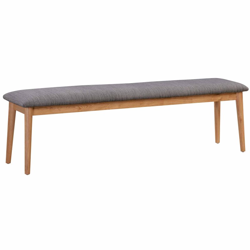 Jenson 3 Person Dining Bench Light Oak With Upholstered Seat Pad Grey