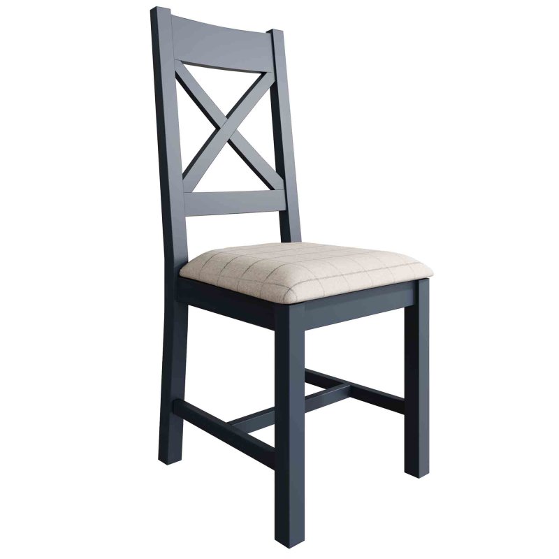Hayley Cross Back Dining Chair With Upholstered Seat Pad Check Natural