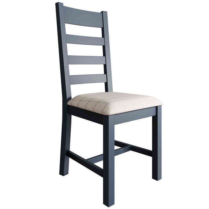 Hayley Slatted Back Dining Chair With Upholstered Seat Pad Check Natural