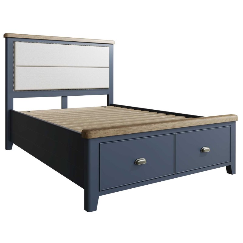 Hayley Double (135cm) Fabric Headboard & 2 Drawers Bedstead Midnight Blue