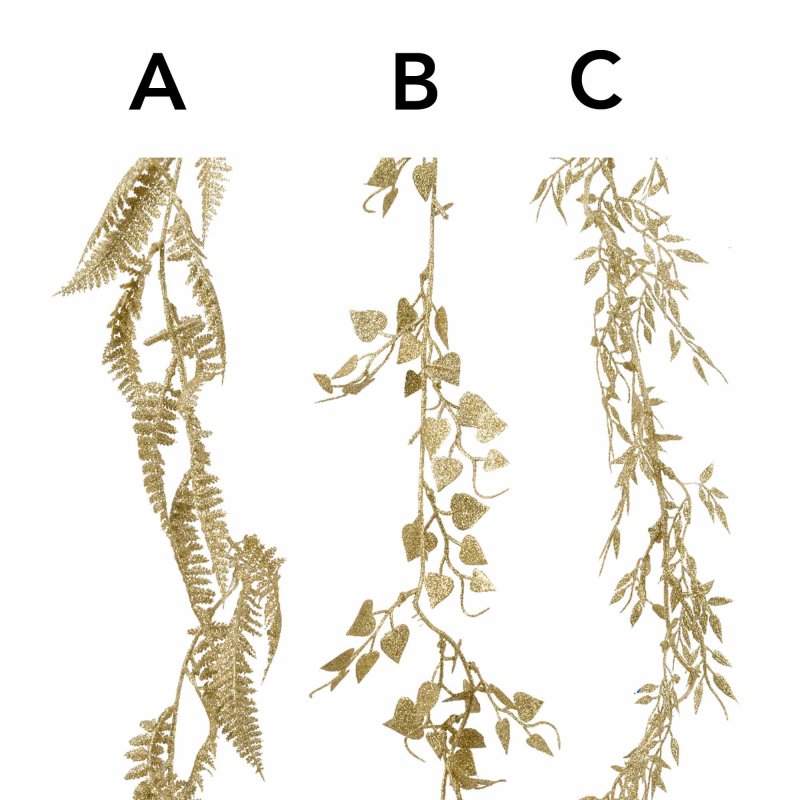Presentation Garland With Leaves & Glitter Gold 6ft/180cm (Choice of 3)