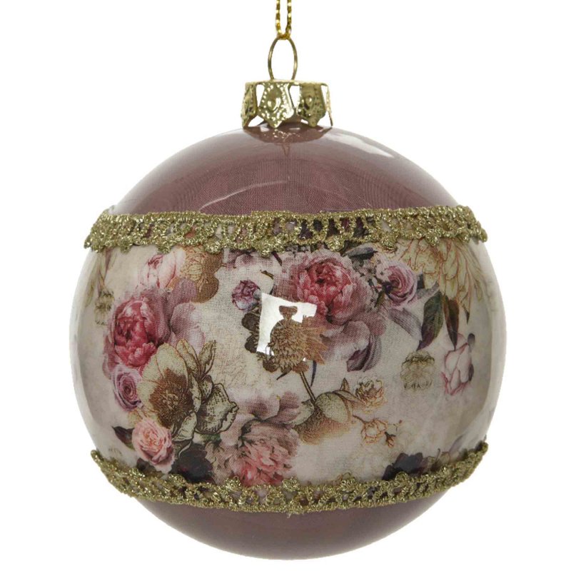 Floral Bauble Pink & Champagne Gold
