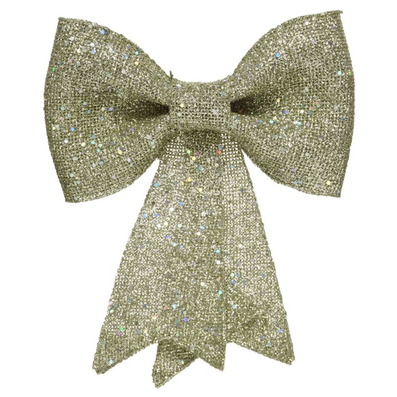 Decorative Bow With Glitter Light Gold 40cm