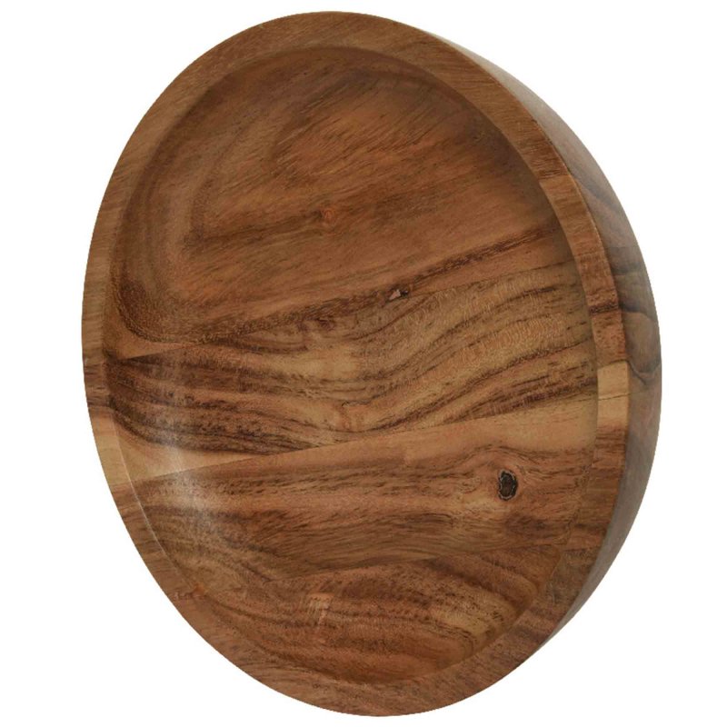 Round Acacia Wood Serving Bowl Natural