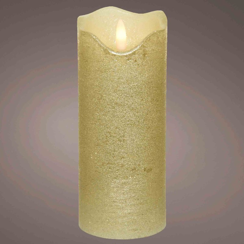 LED Wick Candle Faux Melted Top Light Gold & Warm White 17cm
