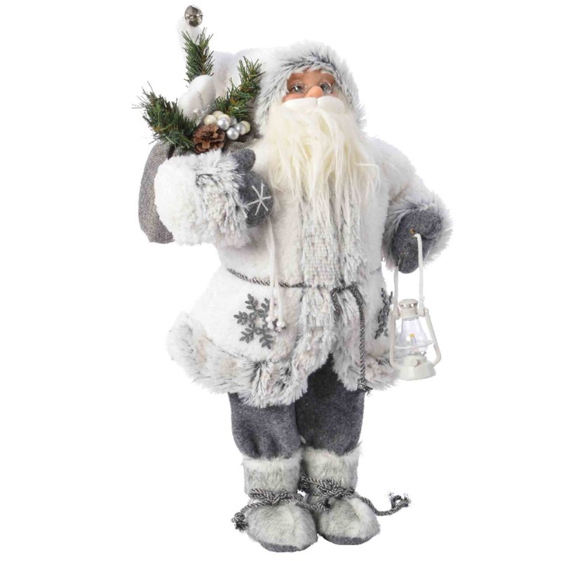 Santa Claus Standing Decoration White & Grey 60cm
