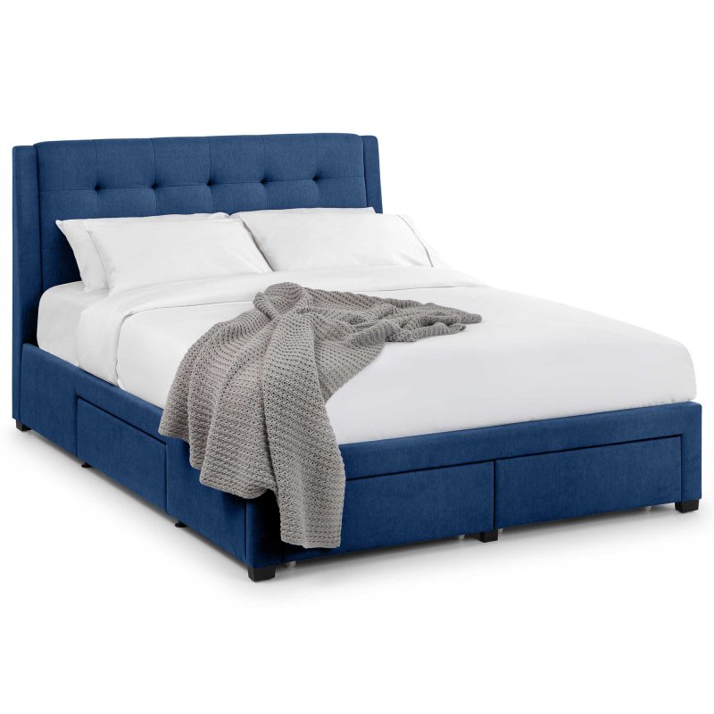 Fullerton Double (135cm) Fabric Bedstead With Storage Blue
