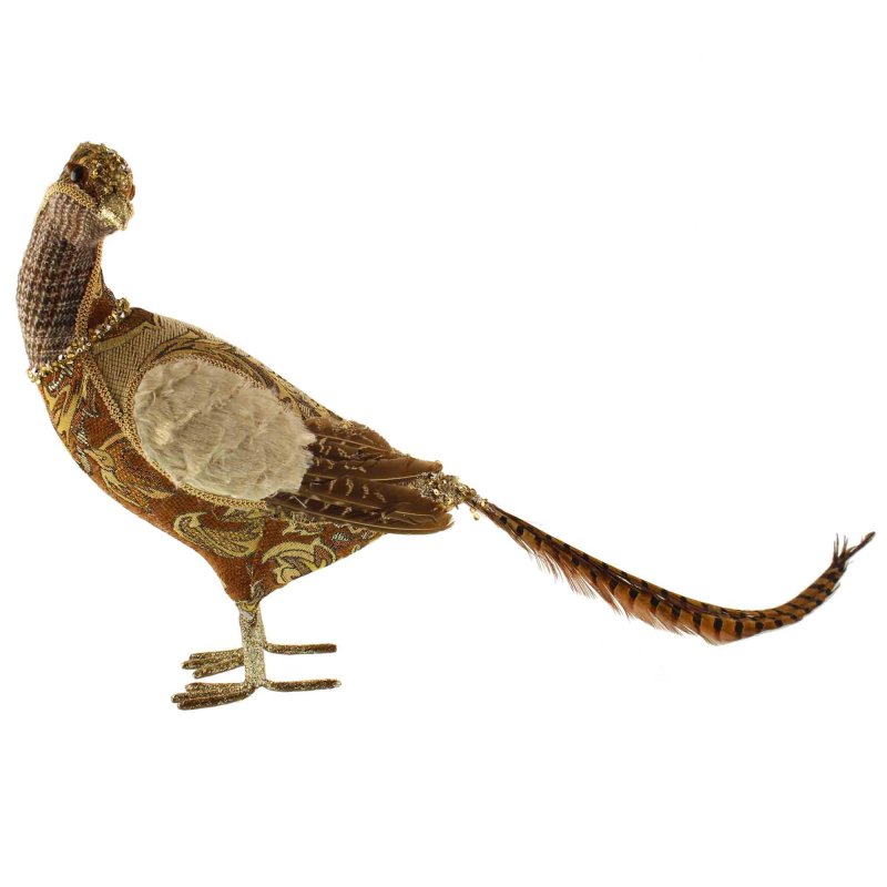 Brocade Pheasant Standing Decoration Gold 63cm