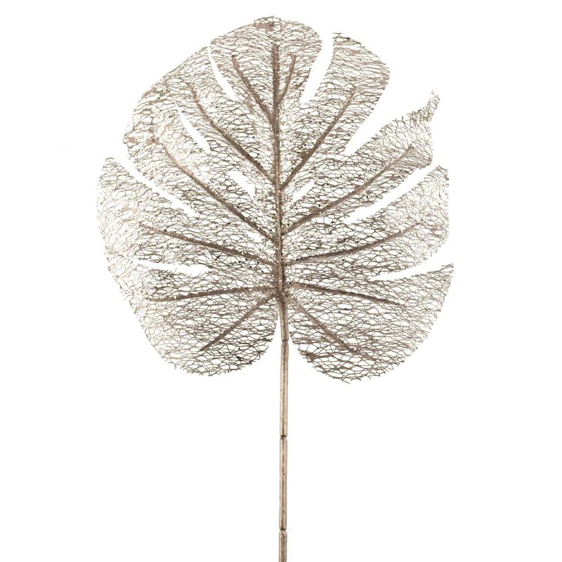 Decorative Mesh Monstera Leaf Silver 80cm