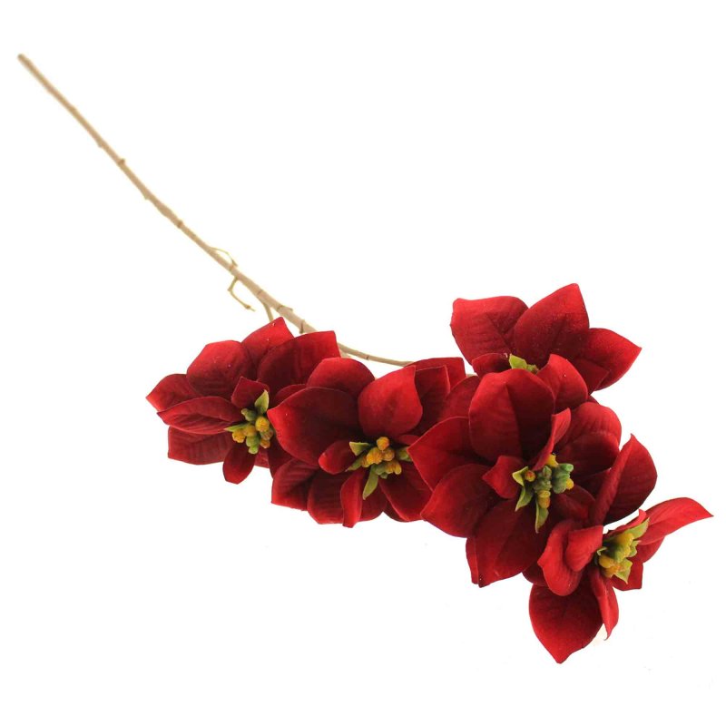 Decorative Velvet Poinsettias Red