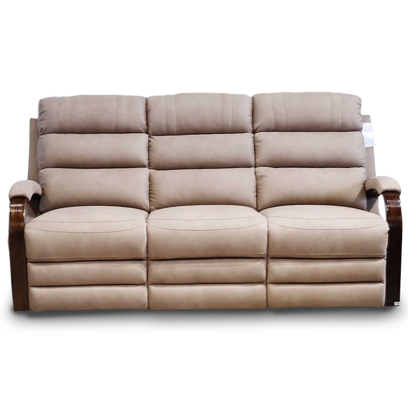 Michigan 3 Seater Reclining Sofa Faux Suede Beige