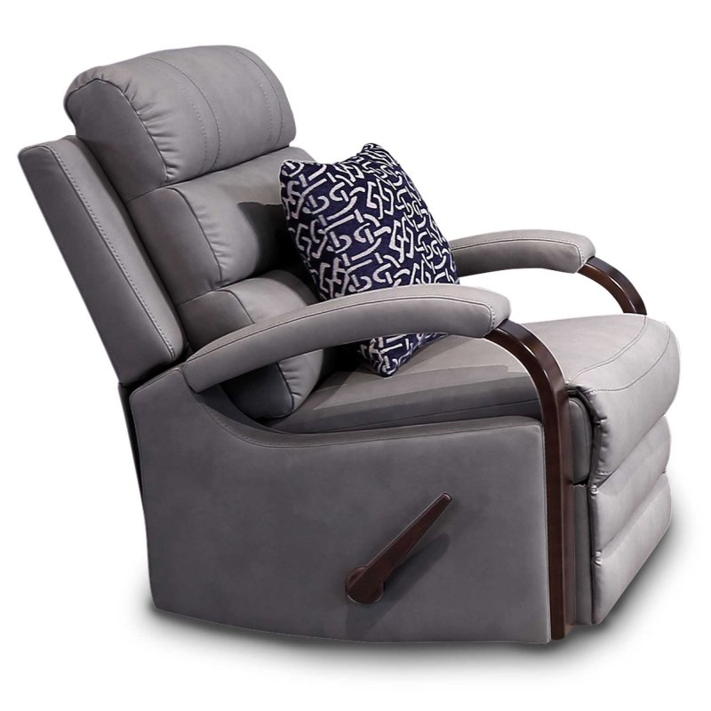 Michigan Manual Reclining Armchair Faux Suede Grey