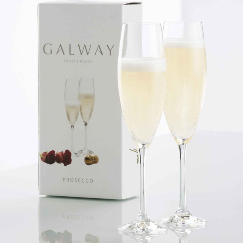 Galway Crystal Elegance Champagne/Prosecco Flute Glasses (Set of 2