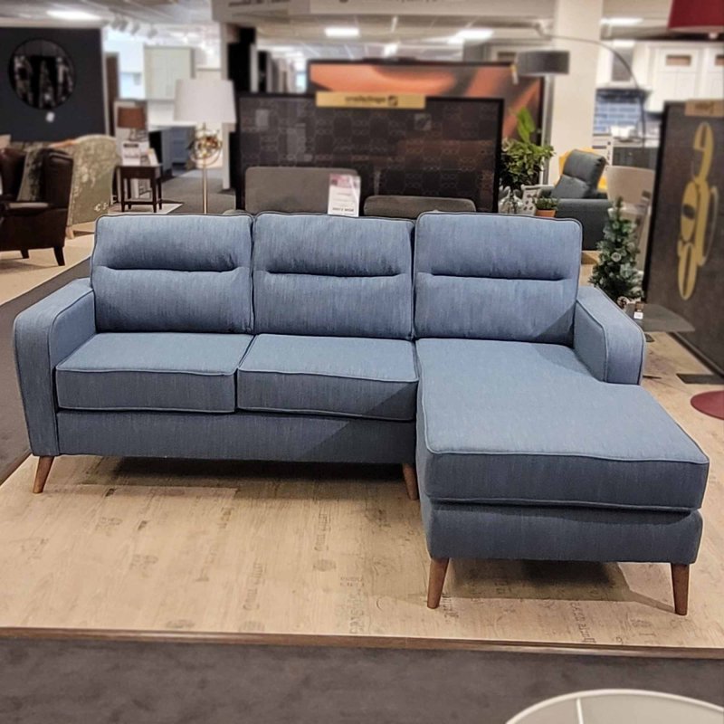 Toulon 3.5 Seater Sofa With Chaise RHF Fabric Blue