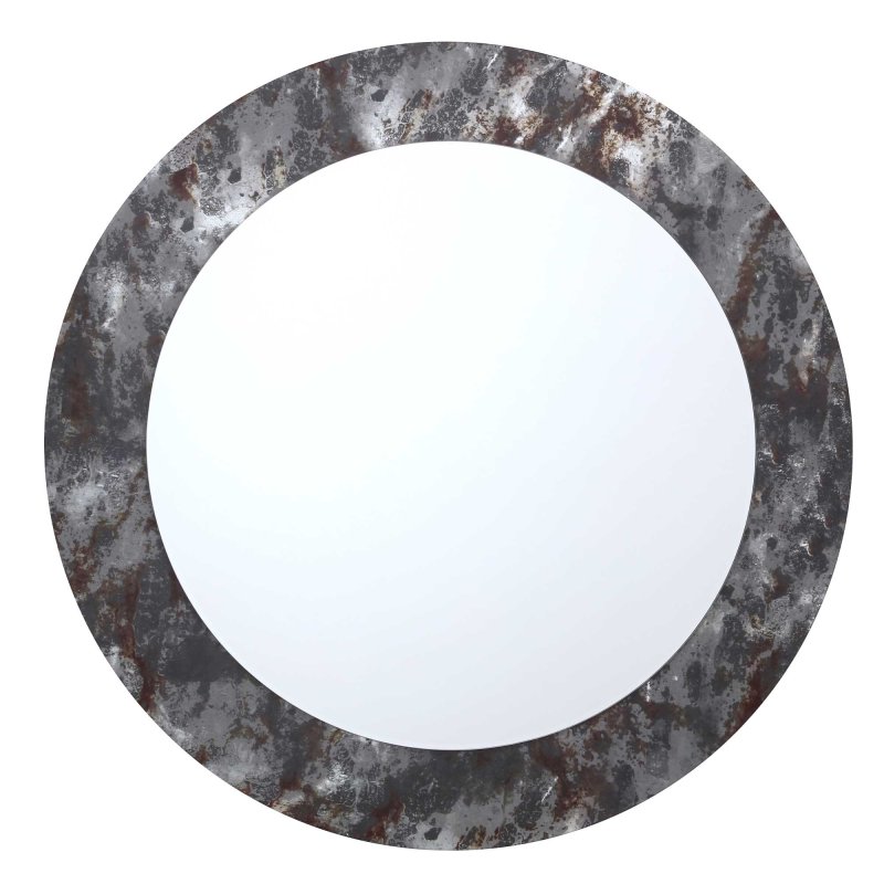 Mindy Brownes Aspen Mirror Round Silver & Rust Distressed