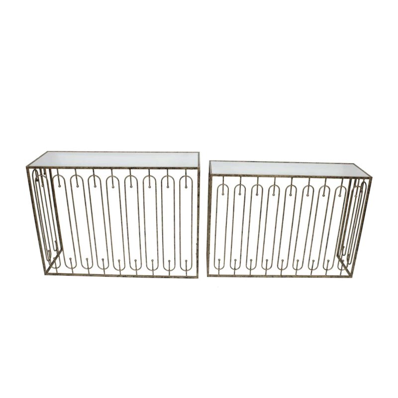 Mindy Brownes Estela Console Tables (Set of 2) Mirrored & Antique Gold