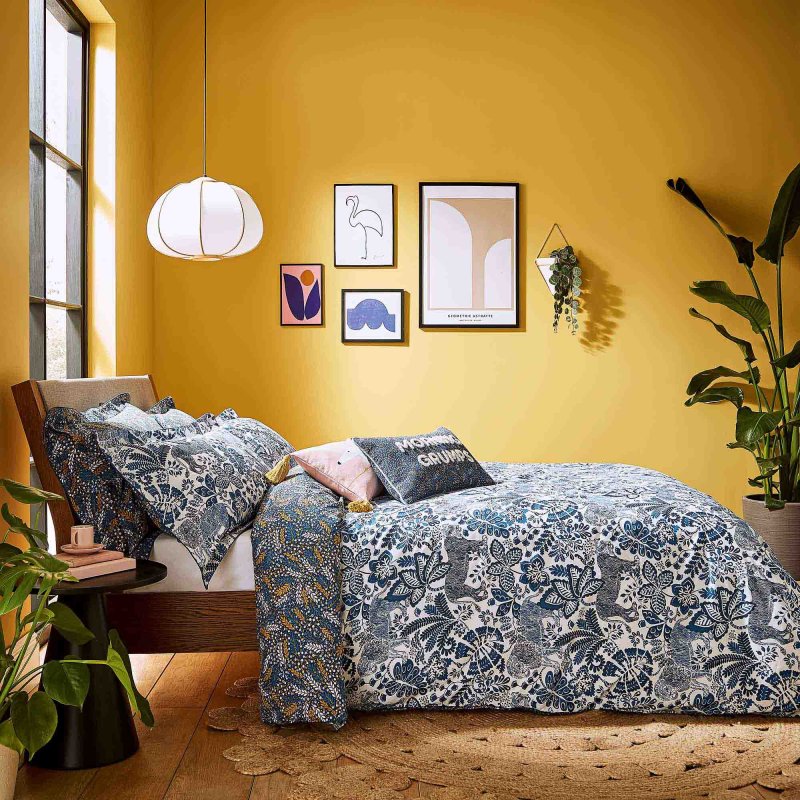 Scion Rumble In The Jungle Reversible Double Duvet Cover Set Denim