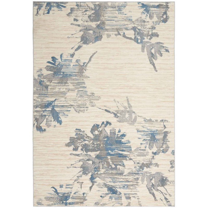 Calvin Klein Enchanting 01 Rug 97cm x 152cm Ivory, Grey & Blue Flat