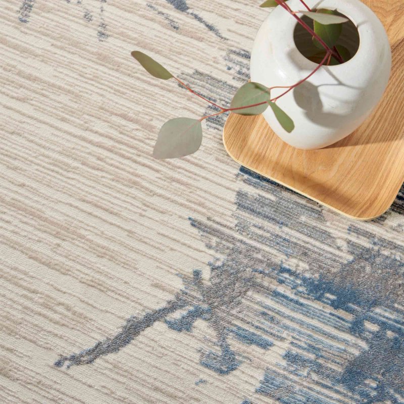 Calvin Klein Enchanting 01 Runner Rug 69cm x 221cm Ivory, Grey & Blue