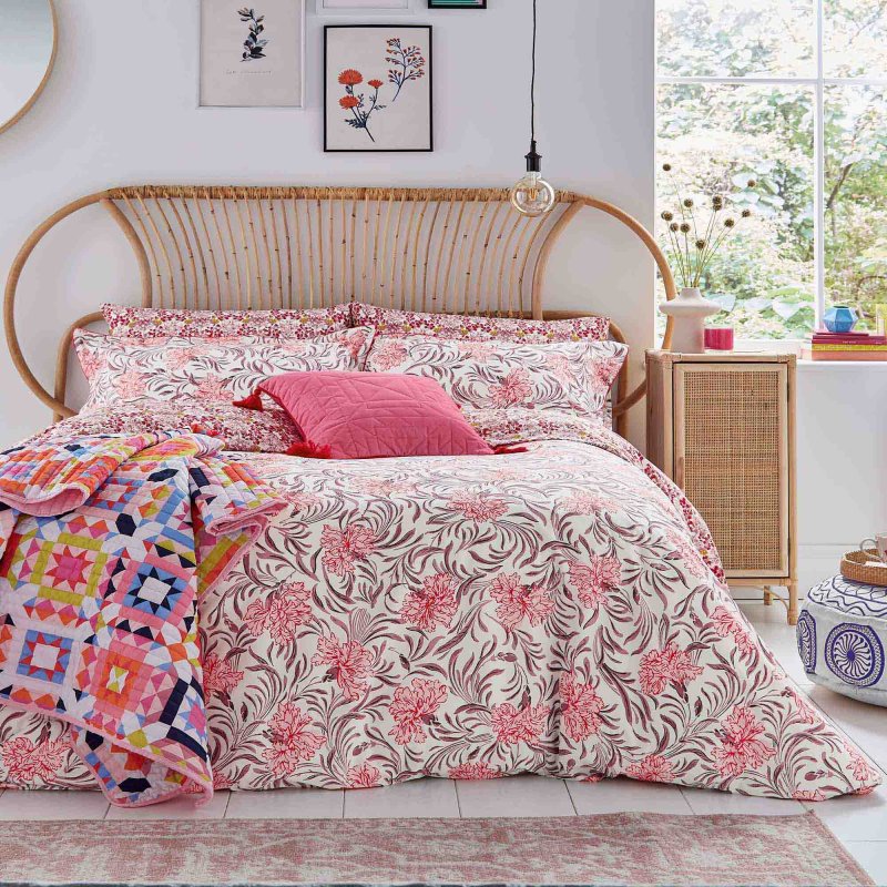 Joules Garland Floral Reversible King Duvet Cover Set Pink Meubles