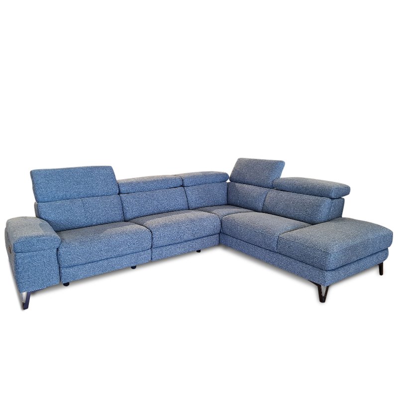 Alcantara 4+ Corner sofa With 1 Electric Recliner LHF Fabric F20 Ocean Blue