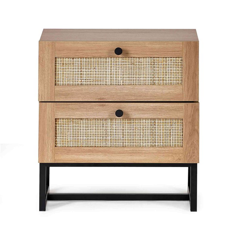 Calia 2 Drawer Bedside Locker Oak