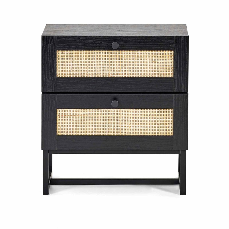 Calia 2 Drawer Bedside Locker Black