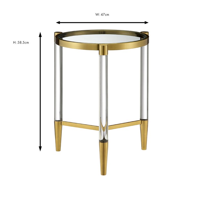 Marissa Round Side/Lamp Table Gold Measurements