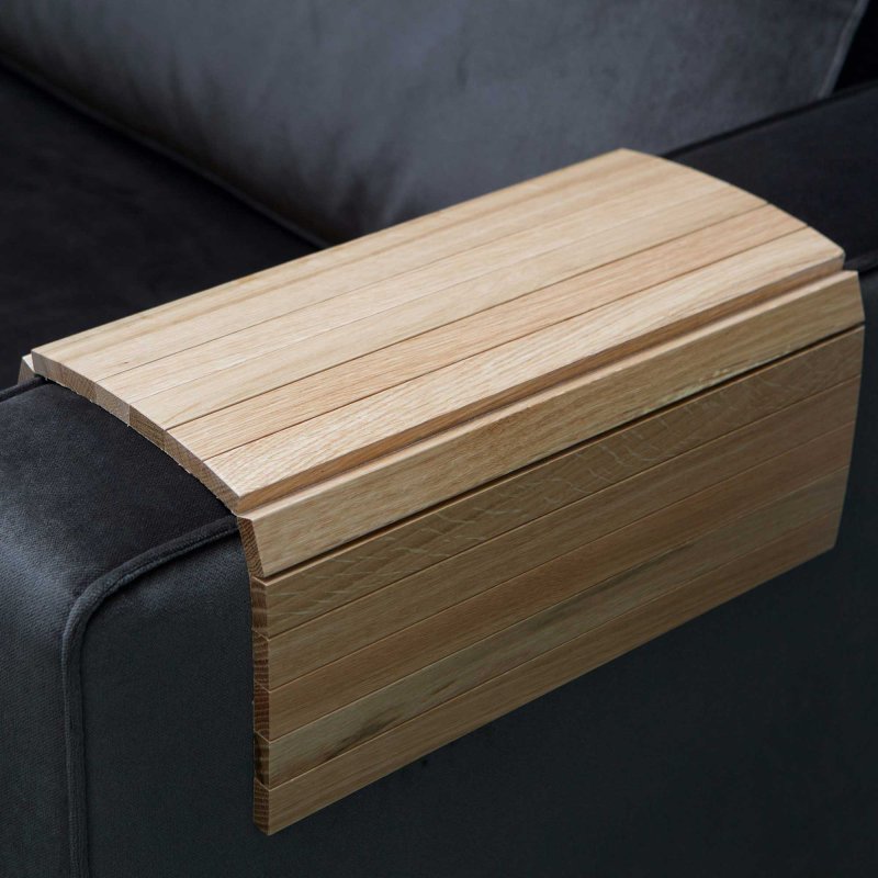 Extra Large Flexible Sofa Armrest Tray Oak