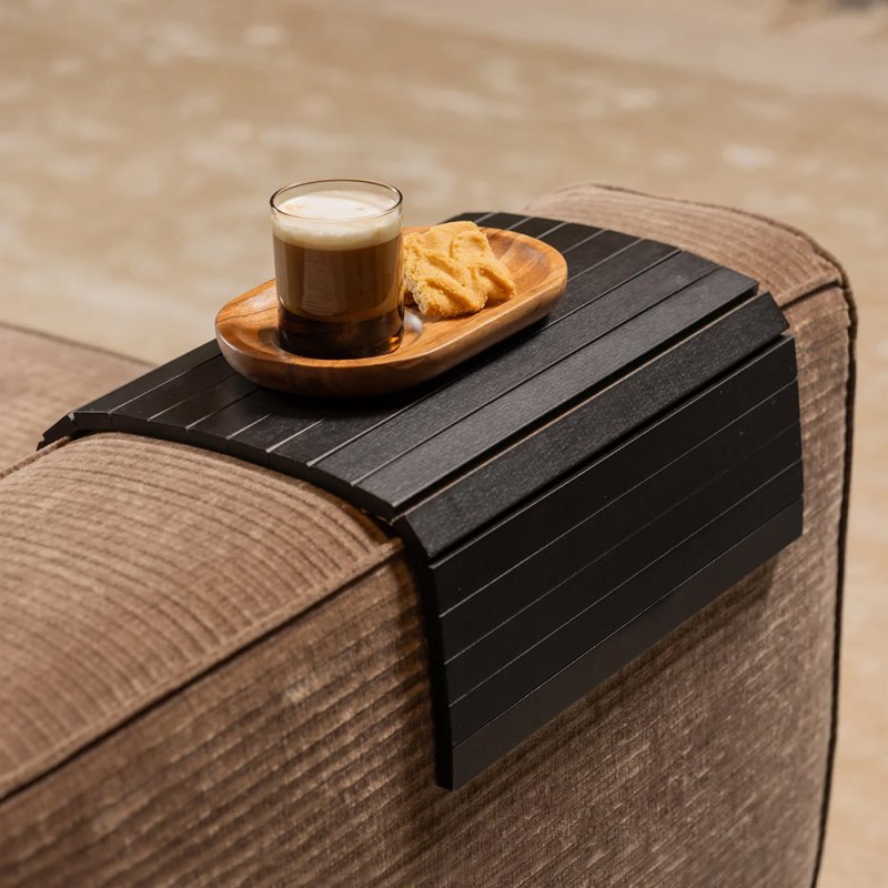 Extra Large Flexible Sofa Armrest Tray Black Lifetsyle