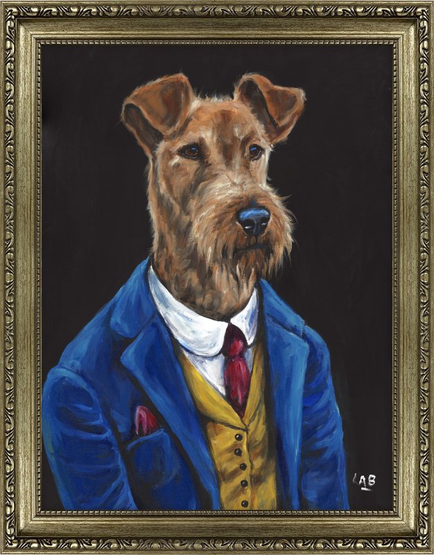 Artko Sir Fergus Fleabag 35cm x 45cm Picture By Louise Brown Antique Gold Frame