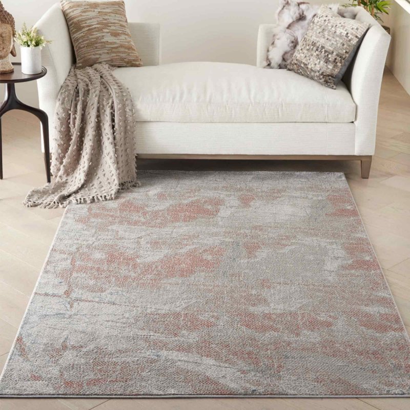 Rustic Textures 15 Runner Rug 66cm x 230cm Light Grey & Rust Lifestyle