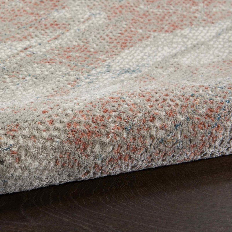Rustic Textures 15 Runner Rug 66cm x 230cm Light Grey & Rust