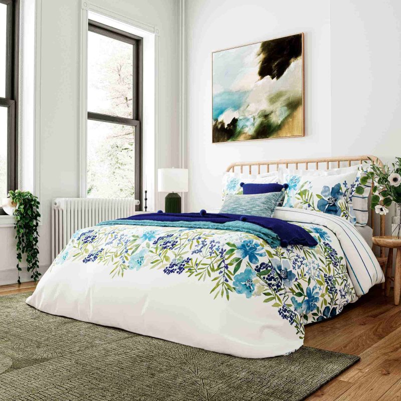 Helena Springfield Florence Reversible Single Duvet Cover Set Blue & Green