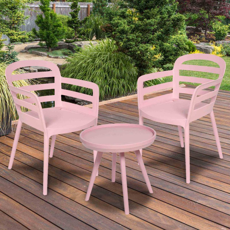 Boston 2 Person Outdoor Stacking Bistro Set Pink