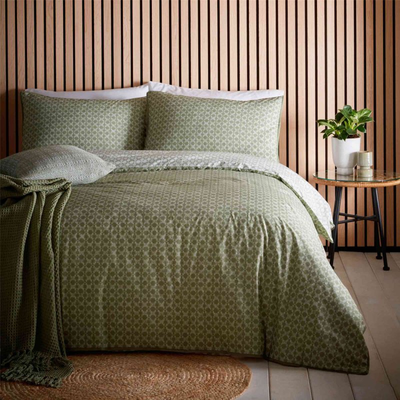Appletree Orson Reversible Super King Duvet Cover Set Khaki
