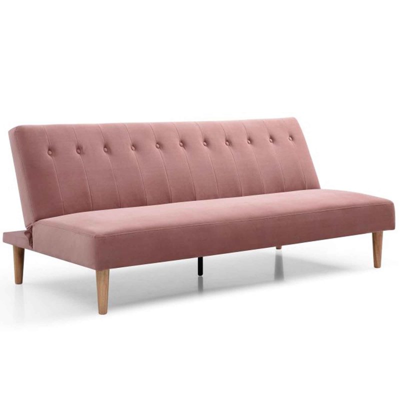 Lima 3 Seater Sofa Bed Fabric Dusty Pink 