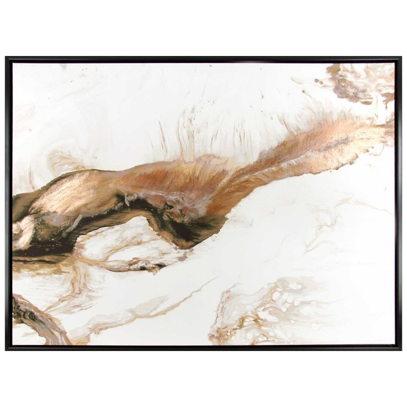 Camelot Cream & Mocha Abstract 119cm x 90cm Canvas Black Frame