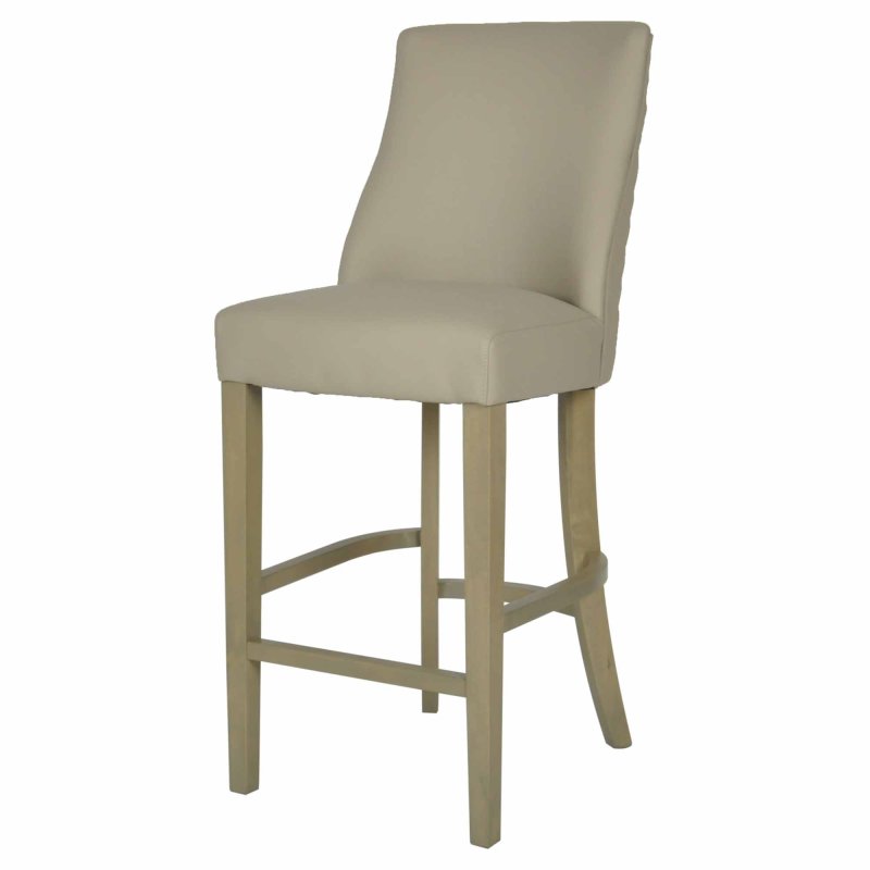 Millie Low Bar Stool Faux Leather Beige 