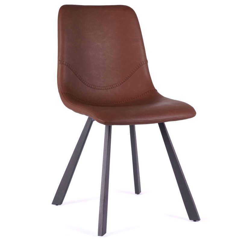 Bari Vintage Dining Chair Faux Leather Cognac