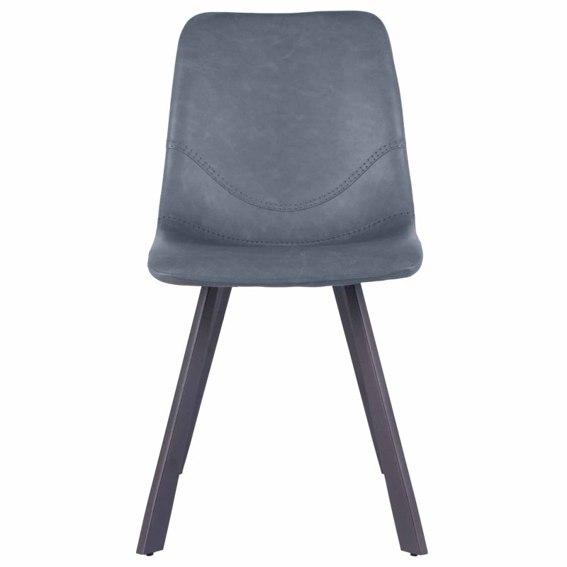 Bari Vintage Dining Chair Faux Leather Blue